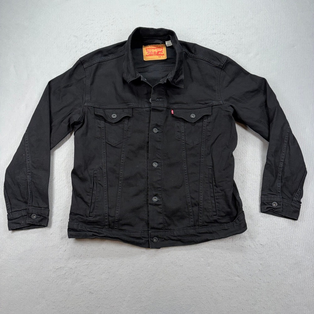 Levi's Trucker Jacket Mens L Black Stretch Denim WaterLess